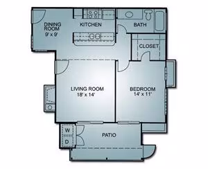 1 Bedroom, 1 Bath 03302 floor plan